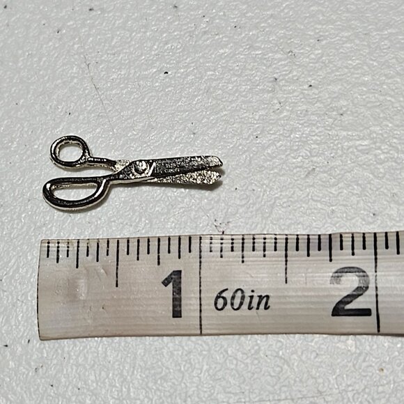 Miniature Silver Tone Scissors Pendant Charm Jewelry Crafting Necklace Bracelet - Picture 3 of 3